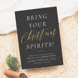 Bring Your Christmas Spirits Christmas Party Holiday Card
