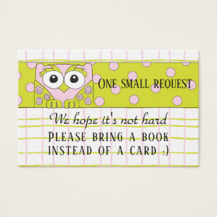 BringABook "Owl/Pink" Insert Card/Personalise