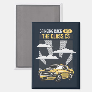 Bringing Back the Classics Retro Muscle Car Magnet