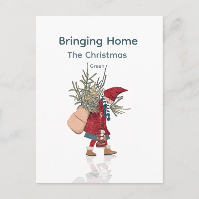 Bringing Home the Christmas Tree Holiday Postcard (Front)