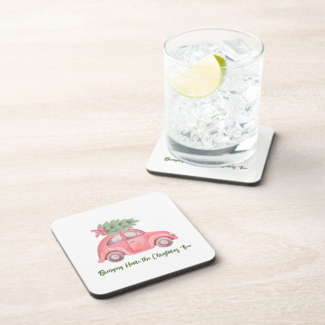 Bringing Home the Christmas Tree plastic coaster (Right Side)