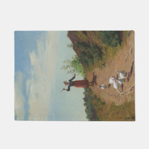 Bringing Home the Flock of Geese (by Paul Peel) Doormat