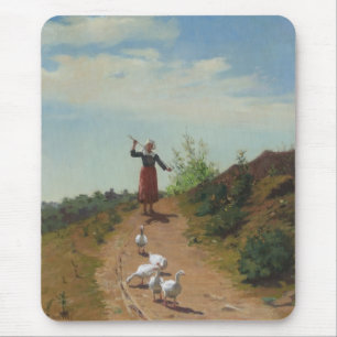 Bringing Home the Flock of Geese (by Paul Peel) Mouse Pad