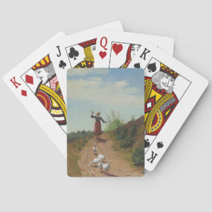 Bringing Home the Flock of Geese (by Paul Peel) Playing Cards