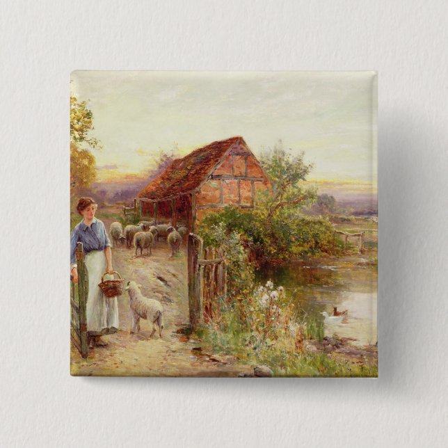 Bringing Home the Sheep 15 Cm Square Badge (Front)