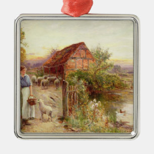 Bringing Home the Sheep Metal Tree Decoration