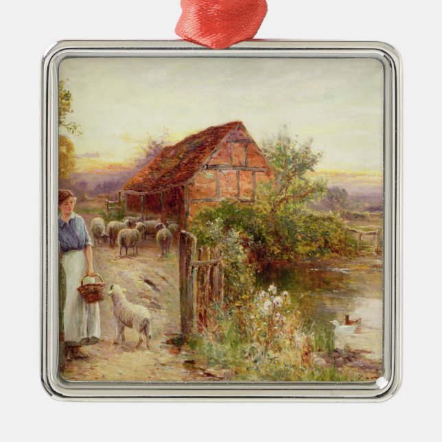 Bringing Home the Sheep Metal Tree Decoration (Front)