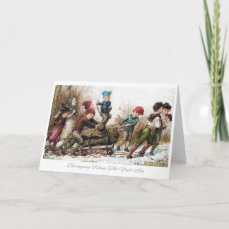 Bringing Home The Yule Log Holiday Card