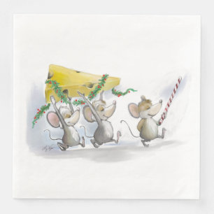Bringing In The Christmas Cheese Paper Napkin