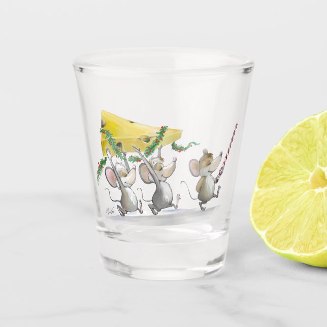 Bringing In The Christmas Cheese Shot glass (Front)