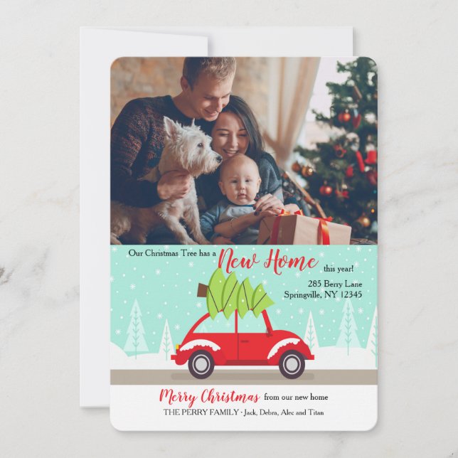 Bringing the Tree Home Photo Holiday Card (Front)