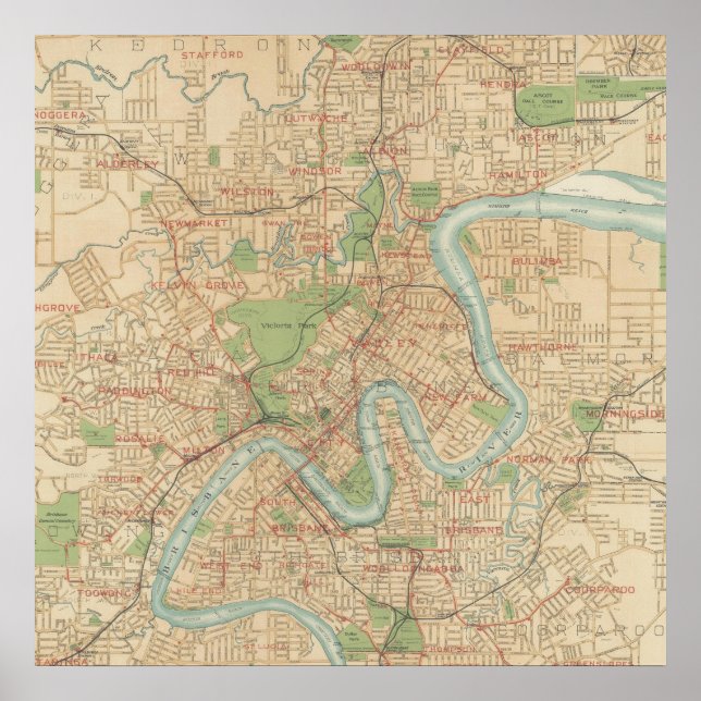 Brisbane and Inner Suburbs Map, 1920 Poster (Front)