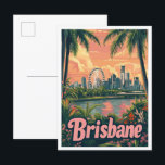 Brisbane Australia Art Vintage Travel Illustration Postcard<br><div class="desc">Brisbane Australia Art Vintage travel place illustration</div>