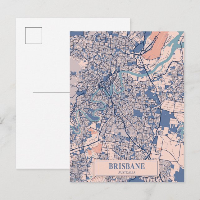 Brisbane Australia Breezy City Map Travel Postcard (Front/Back)