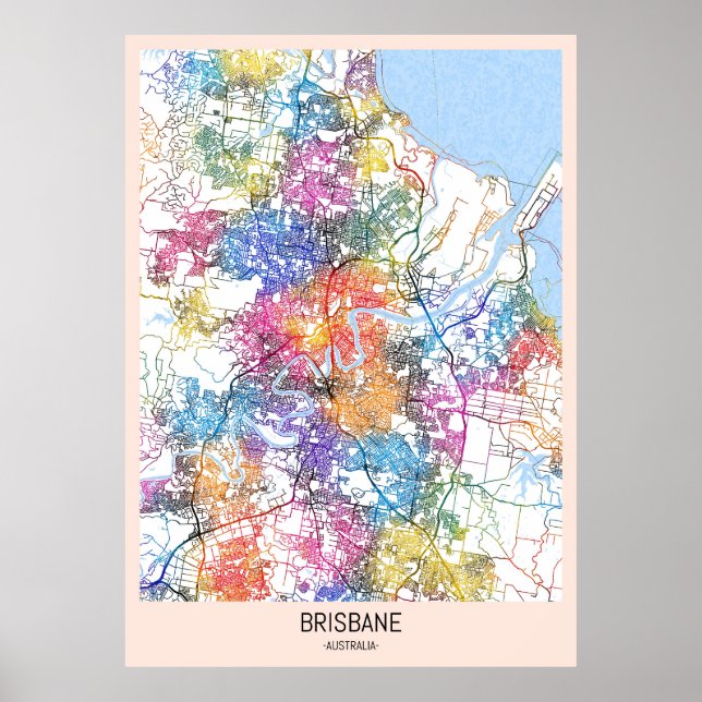 Brisbane Australia City Map Poster (Front)