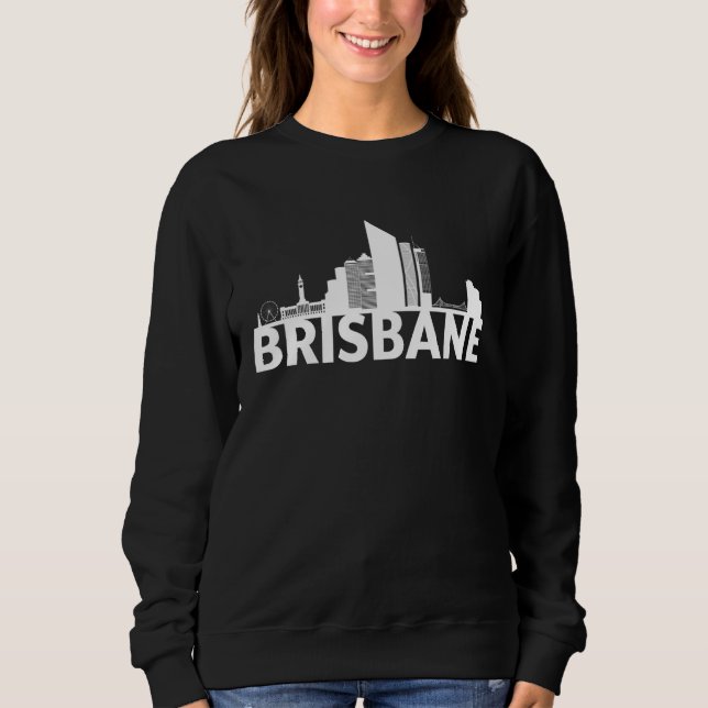 Brisbane Australia City Skyline Silhouette Outline Sweatshirt (Front)