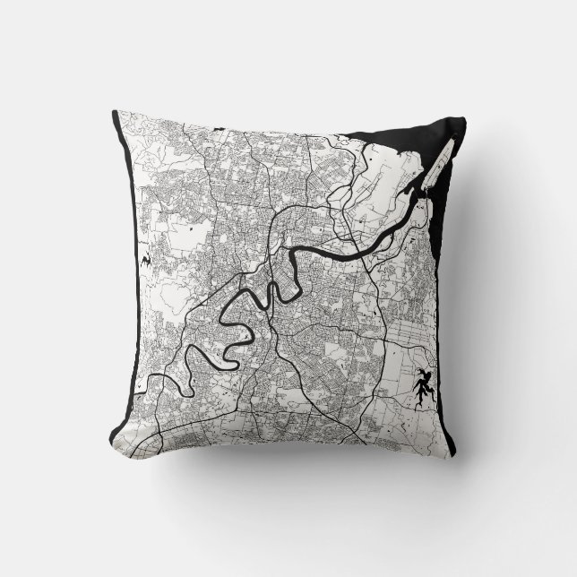 Brisbane Australia Map Cushion (Front)