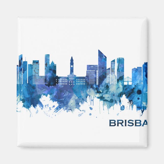 Brisbane Australia Skyline Blue Magnet (Front)