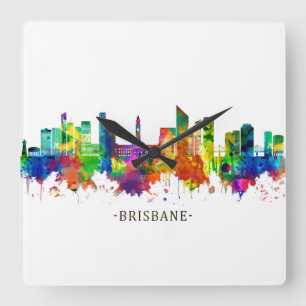 Brisbane Australia Skyline Square Wall Clock