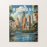 Brisbane Australia Travel Art Vintage Jigsaw Puzzle<br><div class="desc">Brisbane retro vector travel design. Brisbane,  the vibrant capital of Queensland,  Australia,  is a city that seamlessly blends urban energy with laid-back charm. Nestled on the banks of the Brisbane River,  it boasts a subtropical climate,  stunning natural beauty,  and a rich cultural tapestry.</div>