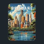 Brisbane Australia Travel Art Vintage Magnet<br><div class="desc">Brisbane retro vector travel design. Brisbane,  the vibrant capital of Queensland,  Australia,  is a city that seamlessly blends urban energy with laid-back charm. Nestled on the banks of the Brisbane River,  it boasts a subtropical climate,  stunning natural beauty,  and a rich cultural tapestry.</div>