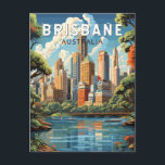 Brisbane Australia Travel Art Vintage Postcard<br><div class="desc">Brisbane retro vector travel design. Brisbane,  the vibrant capital of Queensland,  Australia,  is a city that seamlessly blends urban energy with laid-back charm. Nestled on the banks of the Brisbane River,  it boasts a subtropical climate,  stunning natural beauty,  and a rich cultural tapestry.</div>