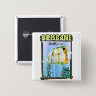 Brisbane Australia Tropical travel poster 15 Cm Square Badge