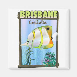 Brisbane Australia Tropical travel poster Magnet