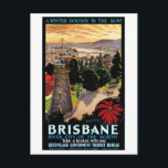 Brisbane Australia Vintage Travel Poster Restored Postcard<br><div class="desc">Restored and digitally enhanced vintage travel poster from Brisbane, Australia. Please note that our posters are high quality reproductions based on professional, very high resolution scans off the originals. Our manual retouching process does not involve the use of filters that remove any original details or texture that you will see...</div>
