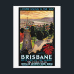 Brisbane Australia Vintage Travel Poster Restored Postcard<br><div class="desc">Restored and digitally enhanced vintage travel poster from Brisbane, Australia. Please note that our posters are high quality reproductions based on professional, very high resolution scans off the originals. Our manual retouching process does not involve the use of filters that remove any original details or texture that you will see...</div>