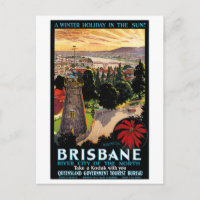 Brisbane Australia Vintage Travel Poster Restored