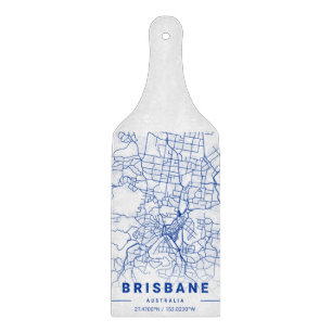 Brisbane City Map Blue Tint  Cutting Board