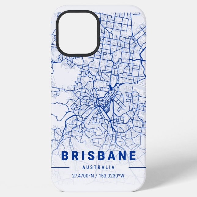 Brisbane City Map Blue Tint iPhone Case (Back)