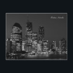 Brisbane City, Night - Black and White - Postcard<br><div class="desc">A night city skyline scene from Brisbane,  Australia in Black and White - Postcard 

This image is also available on canvas,  poster and a magnet. Please visit my store for more designs.</div>