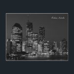Brisbane City, Night - Black and White - Postcard<br><div class="desc">A night city skyline scene from Brisbane,  Australia in Black and White - Postcard 

This image is also available on canvas,  poster and a magnet. Please visit my store for more designs.</div>