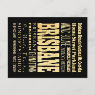 Brisbane City of Australia Typography Art Postcard