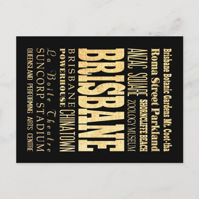 Brisbane City of Australia Typography Art Postcard (Front)