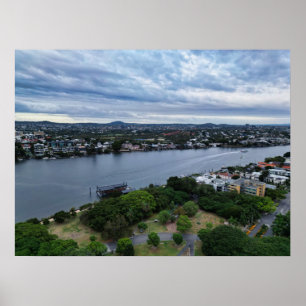 Brisbane River Aerial View Over New Farm Poster
