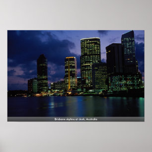 Brisbane skyline at dusk, Australia Poster