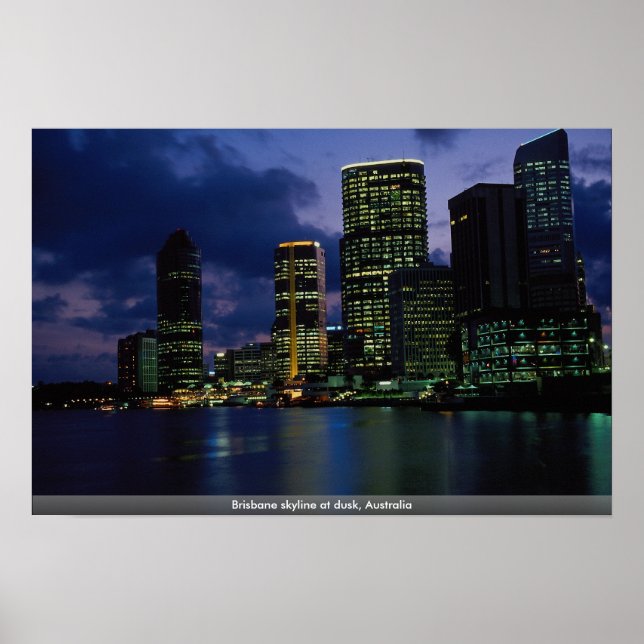 Brisbane skyline at dusk, Australia Poster (Front)