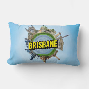 Brisbane tiny little planet landmark architecture lumbar cushion