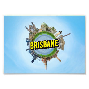Brisbane tiny little planet landmark architecture photo print