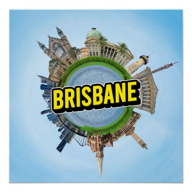 Brisbane tiny little planet landmark architecture  poster (Front)