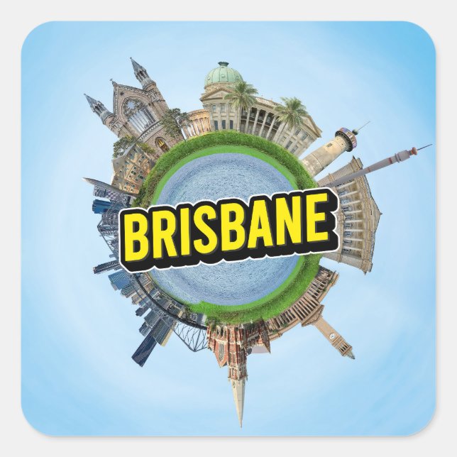 Brisbane tiny little planet landmark architecture  square sticker (Front)