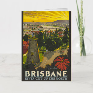 Brisbane vintage poster foil greeting card