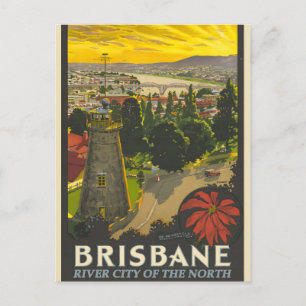 Brisbane vintage poster holiday postcard
