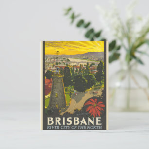 Brisbane vintage poster postcard