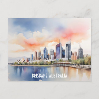 Brisbane watercolor art holiday postcard