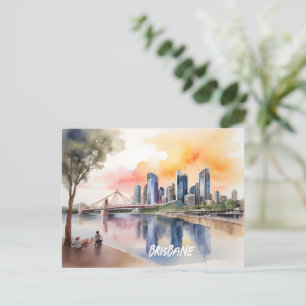 Brisbane watercolor art postcard