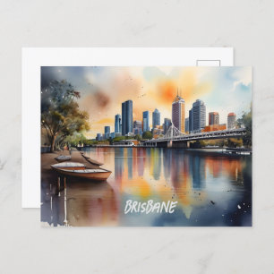 Brisbane watercolor art postcard